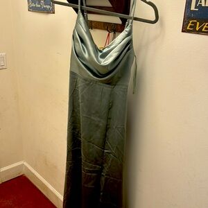 Revelry - Skye Satin Dress (Size: 2) - Sage - Petite